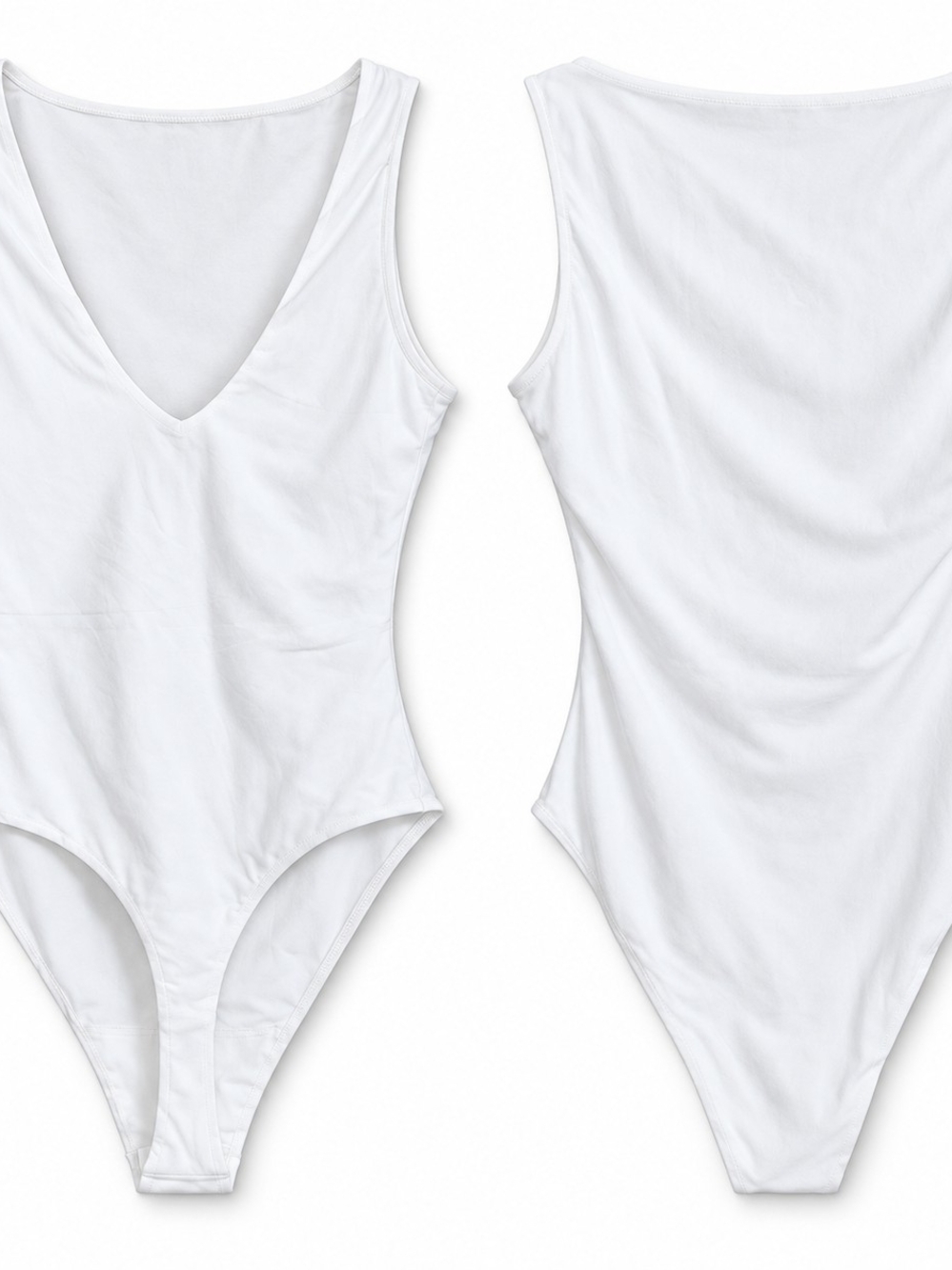 Auden Luxury Collection White Sleeveless V-Neck Bodysuit XS Minimalist Clean Gir